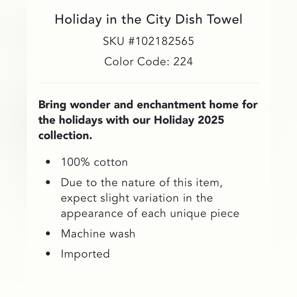 NWT Anthropologie Holiday in the City Dish Towel in Nashville. - Picture 3 of 7